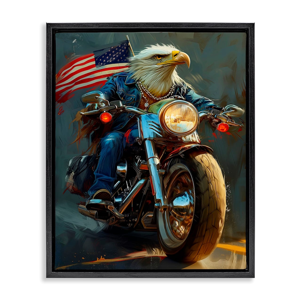 Stupell Industries Patriotic Eagle Motorcycle Floater Framed Art
